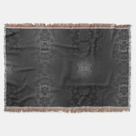 Zwart Grijs Zilveren Bloemen Floral Elegant Deken