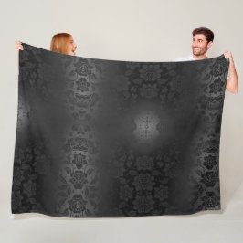 Zwart Grijs Zilveren Bloemen Floral Elegant Fleece Deken
