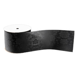 Zwart Grijs Zilveren Bloemen Floral Elegant Grosgrain Lint