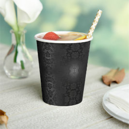 Zwart Grijs Zilveren Bloemen Floral Elegant Papieren Bekers