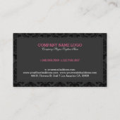 Zwart-grijs zwart-wit  Floral Damask Visitekaartje (Achterkant)