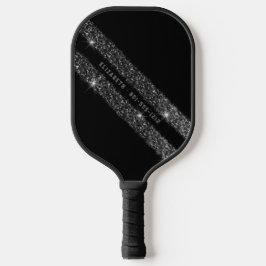 Zwart-grijs zwart-wit Glitter Sport Stripe Pickleball Paddle