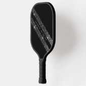 Zwart-grijs zwart-wit Glitter Sport Stripe Pickleball Paddle (Links)