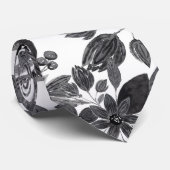 Zwart grijs zwart-wit Waterverf ventilatorbladeren Stropdas (Opgerold)