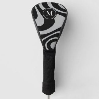 Zwart Grijze Abstracte Ontwerp Aangepaste Initiële Golfheadcover