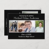 Zwart/Grijze Achtergrond - 3x5 Graduation Party Kaart (Voorkant / Achterkant)