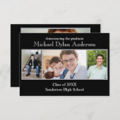 Zwart/Grijze Achtergrond - 3x5Afstuderen Aankondig Aankondiging (Voorkant / Achterkant)