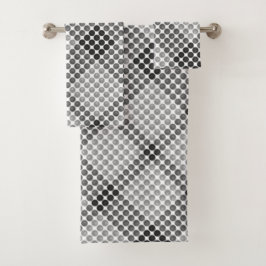 Zwart-grijze ballen of gaten, vierkant met uitgeli bad handdoek