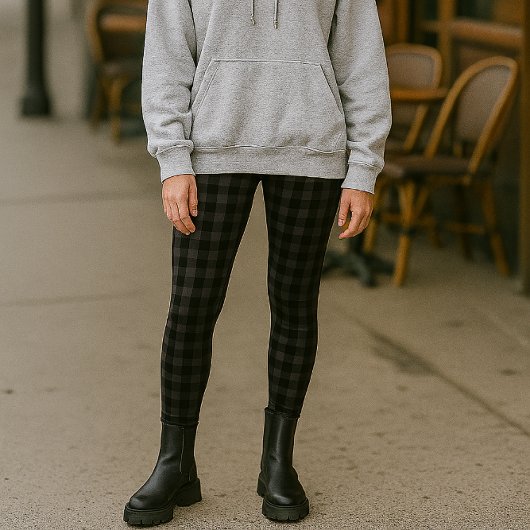 Zwart Grijze Buffalo Plaid Mode Leggings