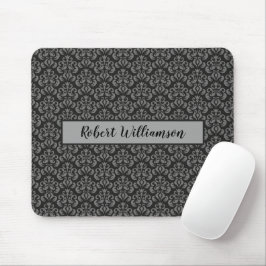 Zwart-grijze Damask Monogrammed Muismat