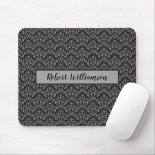 Zwart-grijze Damask Monogrammed Muismat