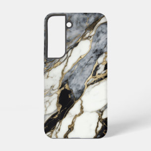 Zwart Grijze Gouden Marmer Wervelend Abstract Patr Samsung Galaxy Hoesje