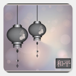 Zwart grijze lantaarns "Peace" sticker