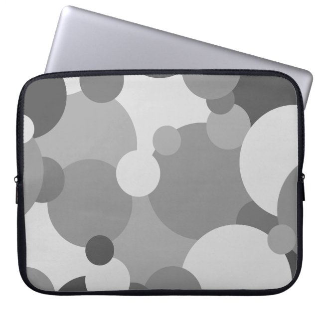 Zwart-grijze moleculen laptoptas laptop sleeve (Voorkant)