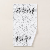 Zwart-grijze muzieknoten bad handdoek (Handdoek)