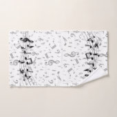 Zwart-grijze muzieknoten bad handdoek (Handdoek)