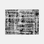 Zwart/grijze naam, gepersonaliseerd fleece deken (Voorkant (Horizontaal))