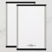Zwart-grijze randen, monogram briefpapier (Voorkant / Achterkant)
