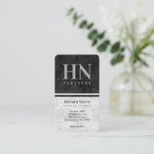 Zwart-grijze Stenen Textuur Monogram Accountant Visitekaartje (Staand voorkant)