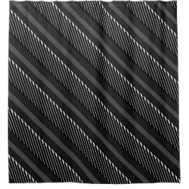 Zwart-grijze streep met twee patronen douchegordijn