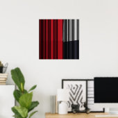  zwart-grijze strepen kunstpatroonpatroon Poster (Thuiskantoor)