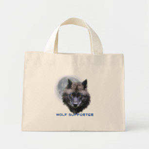 Zwart GRIJZE WOLF & MOON Wolf Supporter Art Mini Tote Bag