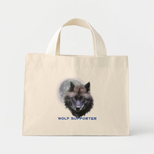 Zwart GRIJZE WOLF & MOON Wolf Supporter Art Mini Tote Bag (Voorkant)