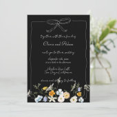 Zwart grillig hand getrokken boog wilde bloem brui kaart (Staand voorkant)