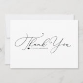 Zwart grillig kalligrafie Afstuderen Bedankkaart (Voorkant)