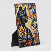 Zwart grillig kat Abstract bloemschilderij kunst Fotoplaat (Zijkant)