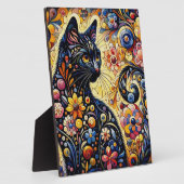 Zwart grillig kat Abstract bloemschilderij kunst Fotoplaat (Zijkant)