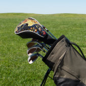 Zwart grillig kat Abstract bloemschilderij kunst Golfheadcover (Insitu)