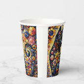 Zwart grillig kat Abstract bloemschilderij kunst Papieren Bekers (Rechts)