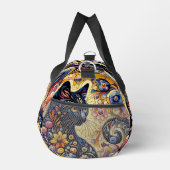 Zwart grillig kat Abstract bloemschilderij kunst Plunjezak (Rechts)