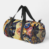 Zwart grillig kat Abstract bloemschilderij kunst Plunjezak (Rechterhoek)