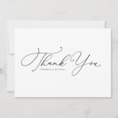 Zwart grillige kalligrafie bruiloft bedankkaart (Voorkant)