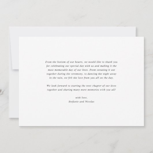 Zwart grillige kalligrafie bruiloft bedankkaart (Achterkant)