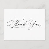 Zwart grillige kalligrafie bruiloft dank u briefkaart (Voorkant)