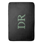 Zwart groen aangepaste initialen minimalistisch badmat (Voorkant Verticaal)