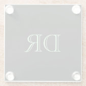 Zwart groen aangepaste initialen minimalistisch glazen onderzetter (Achterkant)