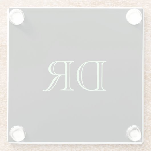 Zwart groen aangepaste initialen minimalistisch glazen onderzetter (Achterkant)