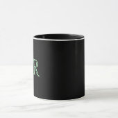 Zwart groen aangepaste initialen minimalistisch mok (Midden)