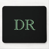 Zwart groen aangepaste initialen minimalistisch muismat (Voorkant)