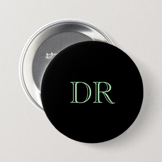 Zwart groen aangepaste initialen minimalistisch ronde button 7,6 cm (Voorkant /achterkant)