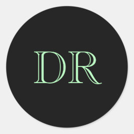 Zwart groen aangepaste initialen minimalistisch ronde sticker