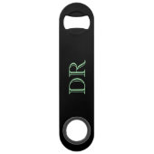 Zwart groen aangepaste initialen minimalistisch speed flessenopener (Voorkant)