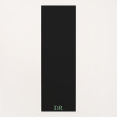 Zwart groen aangepaste initialen minimalistisch yogamat (Voorkant)