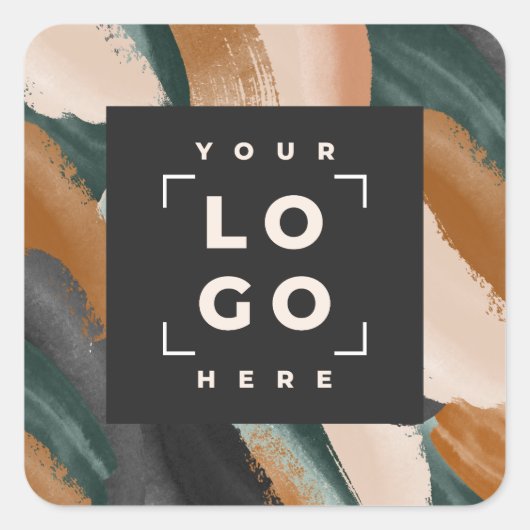 Zwart, groen abstract beschilderd minimal modern vierkante sticker (Voorkant)