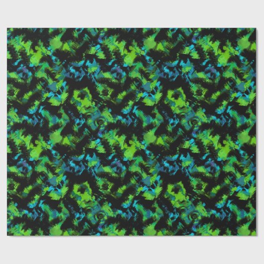 Zwart-groen abstract cadeaupapier (Vlak)
