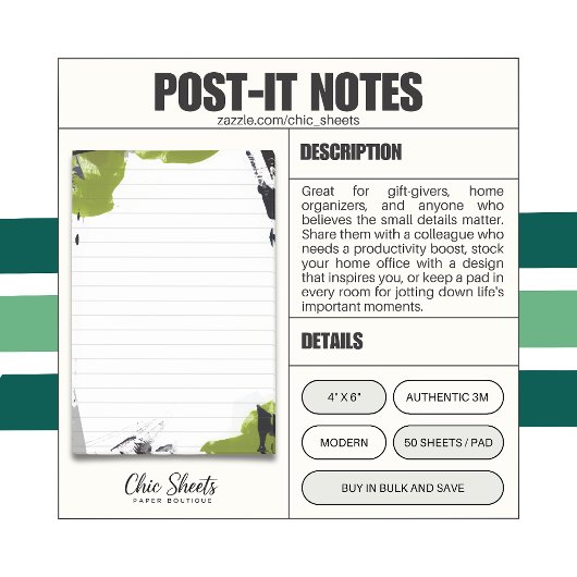 Zwart & Groen Abstract Design 3M Post-it® Notities Notes